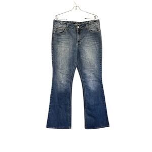 LEI Sophia Hip Hugger Flare Jeans Size 13 Juniors Y2K Low Bootcut Stretch Denim